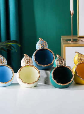 创意陶瓷钥匙收纳摆件桌面入客厅零食果盘门口鞋柜家居装饰品礼物