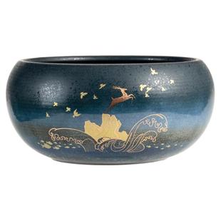 容山堂景致陶瓷墨青釉茶洗大号茶渣桶水桶水盂笔洗茶具配件洗茶碗