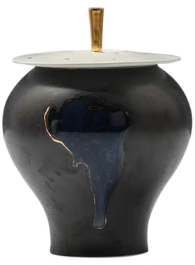 创意新中式描金储物收纳陶瓷罐子摆件客厅家居酒柜书房书架装饰品