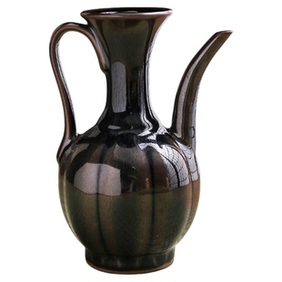 仿宋点茶执壶青毫兔毫建盏汤瓶瓜棱水注子汤提梦华录同款水壶茶壶