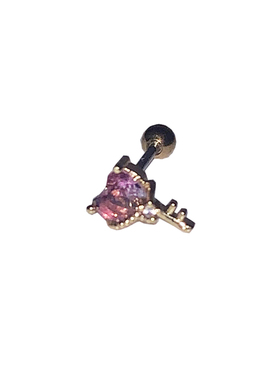 bling满钻金色翅膀十字架耳骨钉