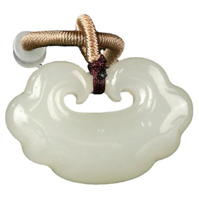 七彩云南和田玉白玉锁吊住