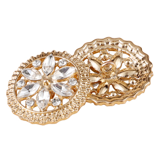 高端金属水钻扣子皮草貂皮高档上衣女羊绒大衣小香风外套毛衣纽扣