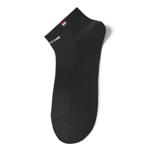 意尔康7A级抗菌袜子字母商务男短袜秋季新款运动透气吸汗黑色男袜