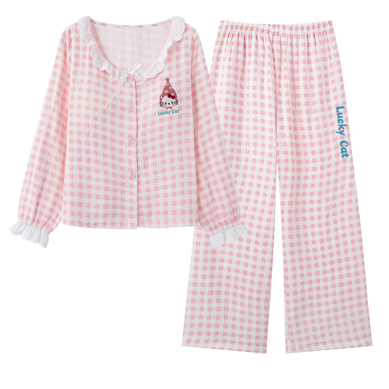 猫人睡衣女套装可外穿秋冬家居服