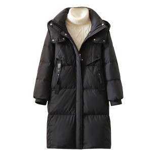 雅鹿官方正品新款秋冬季防风加厚时尚女款保暖中长羽绒服带帽子