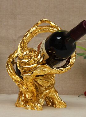 创意玫瑰花红酒架客厅餐厅酒柜装饰品电视柜摆件新房装饰家居饰品