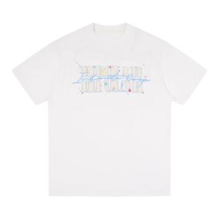 BIPOLAR彩色波点兔绒贴布短袖潮牌美式重磅情侣打底上衣夏季T恤