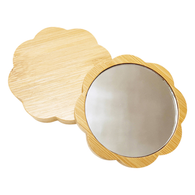 玖亿竹制化妆镜楠竹手柄小圆镜子