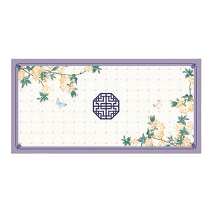 紫玉棠新中式客厅国风桌布皮革桌垫免洗防油防水隔热茶几垫高级感