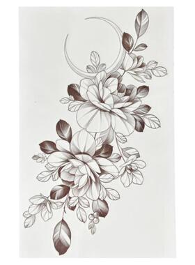 ZingTattoo 素花纹身贴 月亮和花 手臂小腿防水持久纹身贴