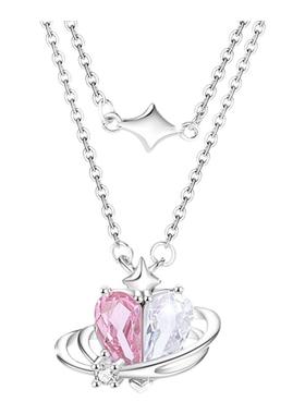 雅影守护之心925纯银双层项链女