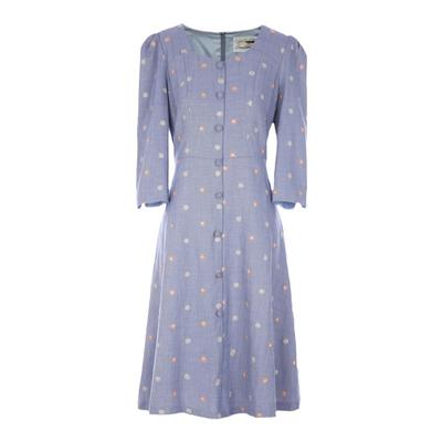 声雨竹波点印花七分袖中裙