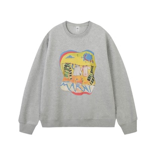 周雨彤同款美式复古灰色圆领卫衣女秋冬加绒加厚小众设计感上衣潮