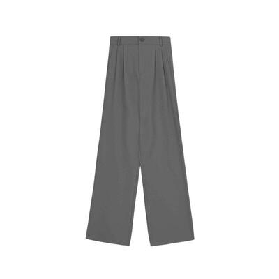 sdeer拼接压褶插袋直筒西长裤