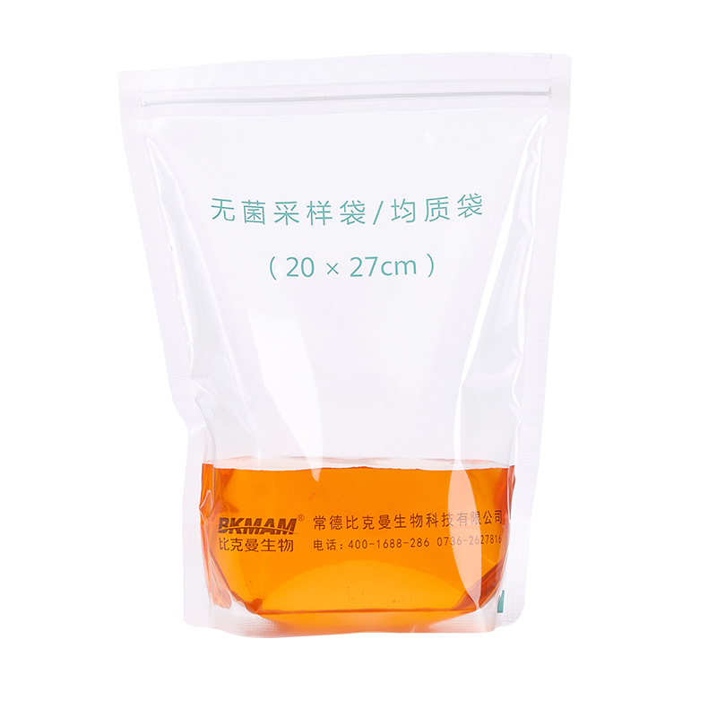 比克曼生物无菌采样袋均质袋一次性无菌取样袋带压条可立水样袋