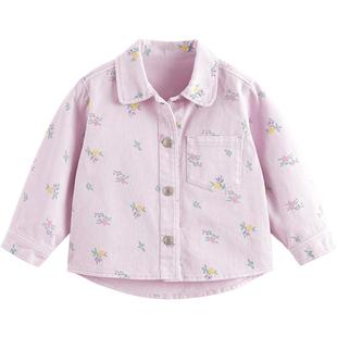 马克珍妮女童花朵满印牛仔外套宝宝纯棉上衣2025年春装新品250196