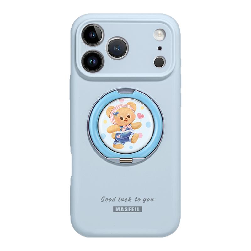 MASFEIL × 波点熊仔适用苹果17Promax手机壳新款15带支架iPhone16Pro保护套Eo1支点液态硅胶14/13pm可爱高级