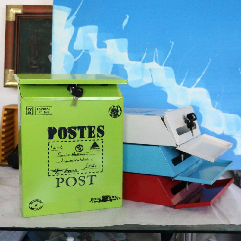 创意铁质意见箱带锁信箱装饰邮箱挂欧美皮箱美式墙田园铁