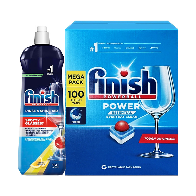 进口finish亮碟洗碗块漂洗剂机清洁剂耗材光颗粒粉凝珠西门子专用