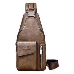 香港I.TGREG胸包男款真皮大容量防水复古斜挎包休闲单肩包手机包