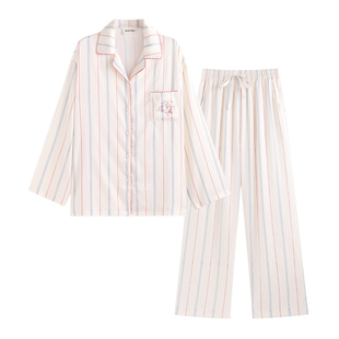 侘町2025年新款丘比特之箭长袖冰丝春夏季睡衣女可外穿家居服套装