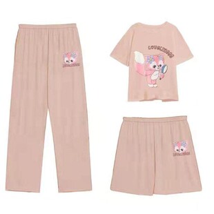 春秋季ins卡通三件套舒适可爱美少女睡衣薄款韩版公主网红家居服