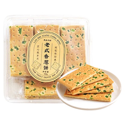 甬品千创老式香葱饼干520g盒装薄脆苏打饼咸香酥脆芝麻饼传统小吃