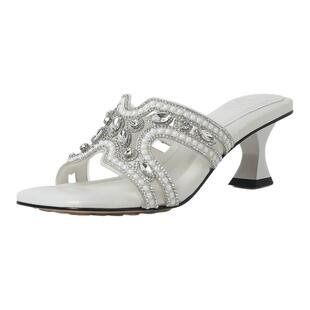 「牧野」仙女风水钻凉拖鞋女外穿夏季露趾凉鞋绝美细跟高跟鞋粉色