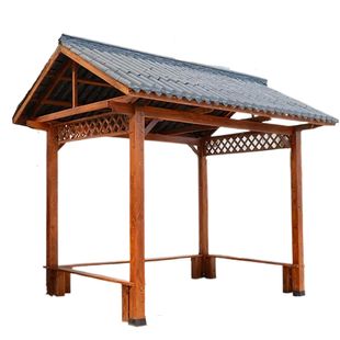 户外防晒凉亭卡座室外露天家庭农家小院实木亭子木制庭院休闲组装