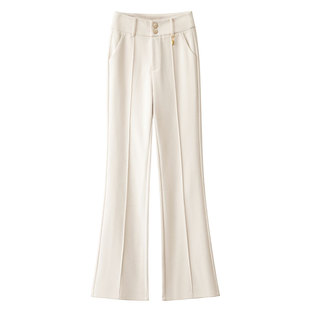 微喇叭裤女秋冬2025新款高腰显瘦垂感休闲西裤加绒保暖毛呢裤子女