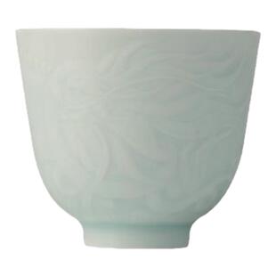 三勤堂影青主人杯陶瓷茶杯祥瑞兽纹手工雕刻功夫茶具家用大号单杯