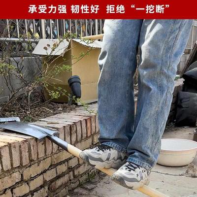 青冈木铁锹柄短款便携木柄锹把D型T型带握把锹柄铁锨把75厘米一米