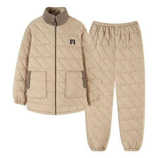 芬腾可安男士羽绒服夹棉睡衣拉链款三层加绒加厚保暖青少年家居服