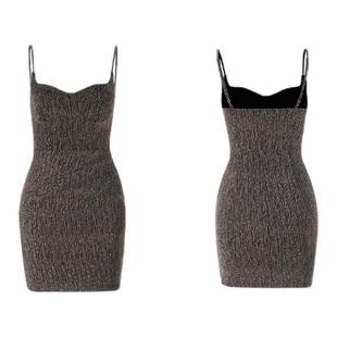 圣诞跨年穿搭设计感闪闪烫钻吊带连衣裙女辣妹修身内搭包臀短裙子