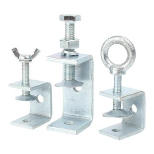 铁镀锌老虎卡子管卡U型C型夹钢管方形夹具手拧吊环夹紧器开口固定