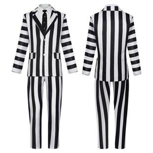 万圣节甲壳虫汁迈克尔基顿西装cosplay舞台表演服阴间大法师cos服