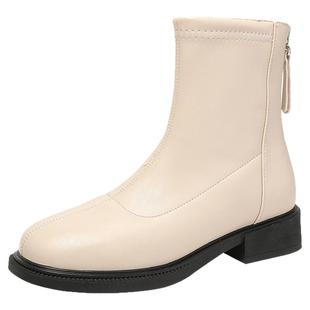 大东白色短靴女2025新款冬切尔西女靴瘦瘦靴今年流行爆款靴子女款