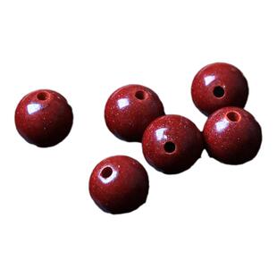 天然原矿朱砂散珠圆珠配件紫金砂高含量朱砂散珠diy手链佛珠配件