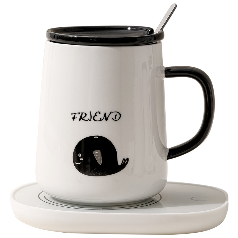 马克杯带盖勺陶瓷杯子女士家用喝茶水杯男办公室牛奶咖啡杯高颜值