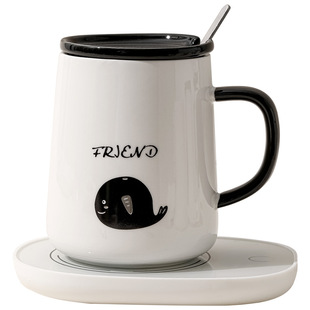 马克杯带盖勺陶瓷杯子女士家用喝茶水杯男办公室牛奶咖啡杯高颜值