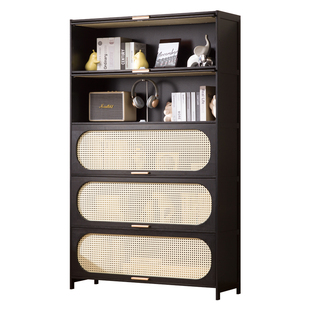 书架置物架落地家用储物柜客厅卧室靠墙收纳柜书橱柜带门防尘书柜