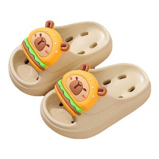 卡皮巴拉儿童不积水拖鞋男女童卡通可爱防滑室内洗澡漏水速干凉拖