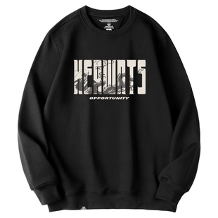 KERWATS学生宽松圆领美式复古字母龙图案印花针织卫衣男打底衫