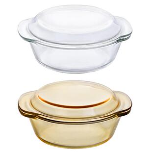 玻璃碗汤碗大容量耐高温家用带盖双耳玻璃盆可加热微波炉专用器皿