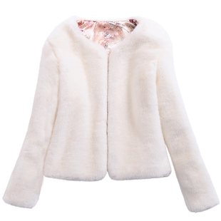 冬季新品仿獭兔毛皮草外套女年轻短款仿水貂绒小香风网红毛毛披肩