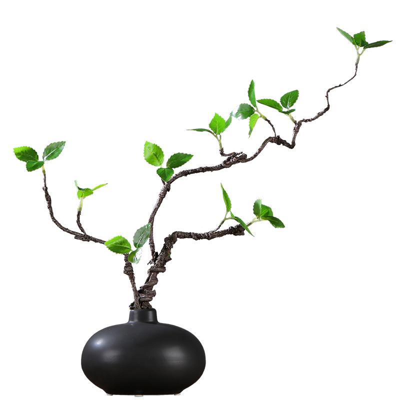 新中式仿真绿植假花清新植物藤条客厅插花餐桌装饰花陶瓷花瓶摆件