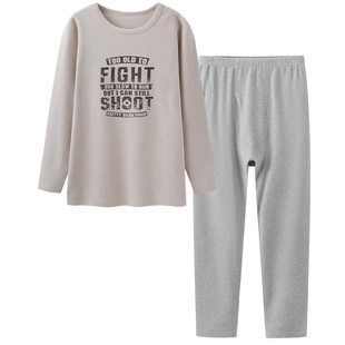 英博伦青少年内衣套装纯棉a类男睡衣冬季加厚保暖男大童秋衣秋裤