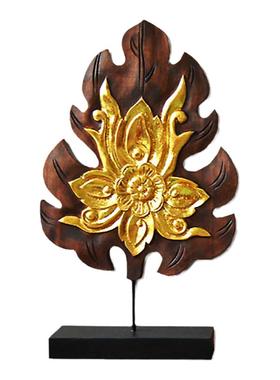 东南亚风菩提叶金箔木雕礼品摆饰