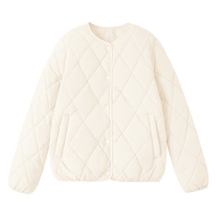 名创优品棉服女款2026新款冬轻薄棉袄小个子白色保暖夹棉外套女D